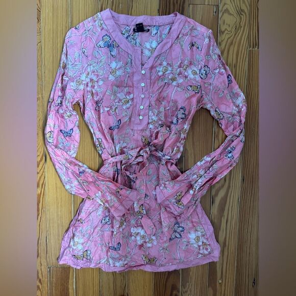 Lucky Brand Silk Floral Tunic Top - Picture 1 of 7